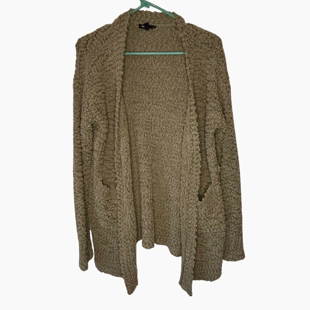3/$20 Racheal Green Textured Open Front Long Sleeve Cardigan